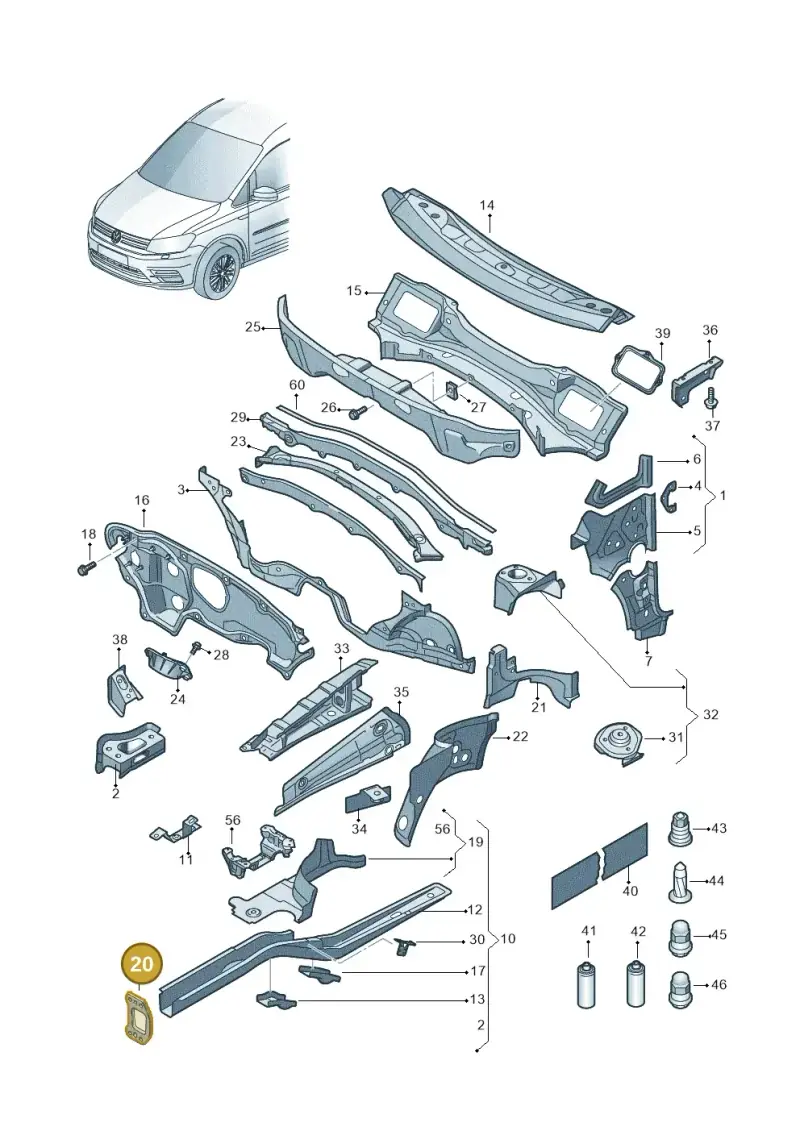 1K0804181B — Volkswagen Caddy kombi (2015-2020) diagram 866803000, position 20