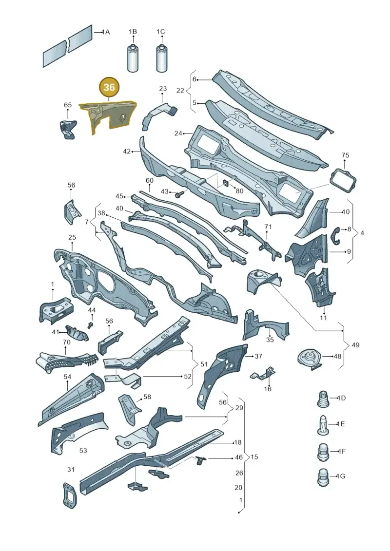 1K0805088A — Volkswagen Golf Cabriolet (2011-2016) diagram 409803000, position 36
