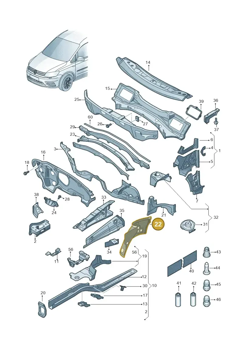 1K0805147A — Volkswagen Caddy kombi (2015-2020) diagram 866803000, position 22
