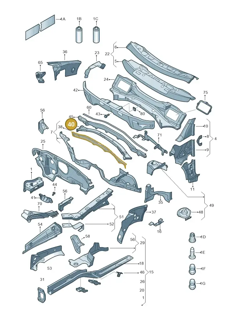 1K0805364 — Volkswagen Golf Cabriolet (2011-2016) diagram 409803000, position 40