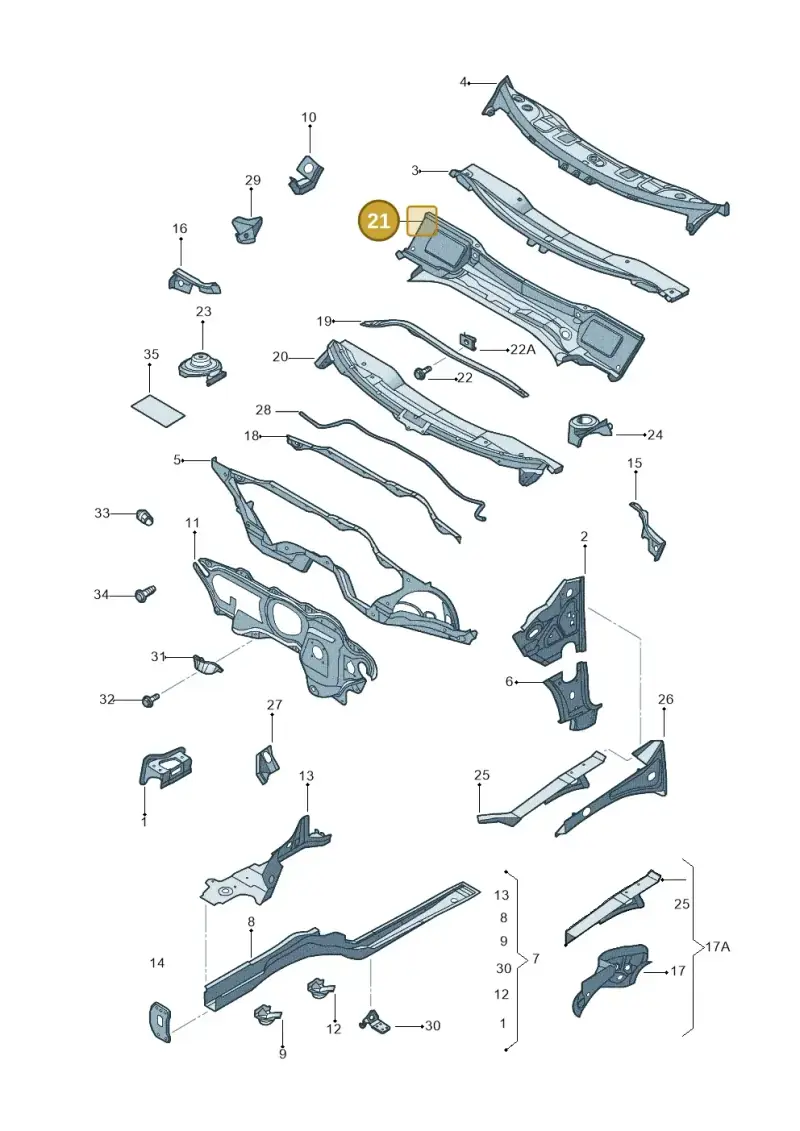 1K0805422C — Volkswagen Jetta variant (2009-2014) diagram 684803000, position 21