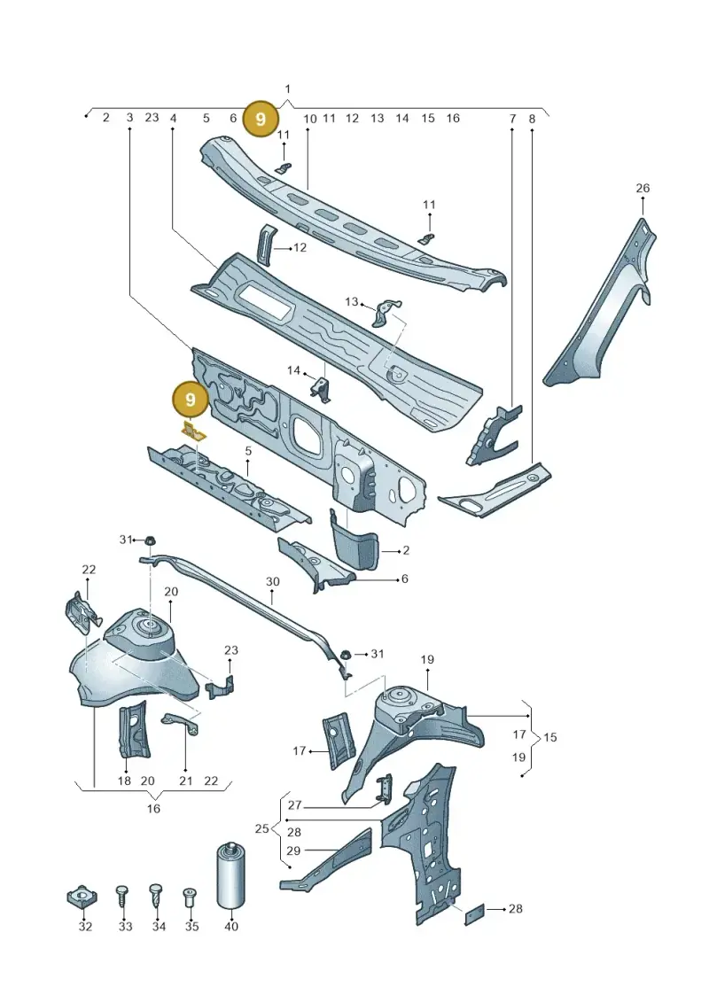 1K0805517B — Volkswagen Golf 2.0 BlueMotion (2019-2024) diagram 827805500, position 9