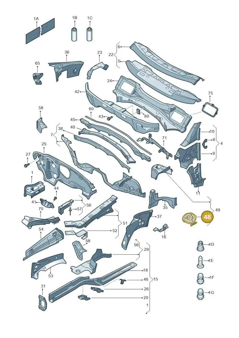 1K0809072 — Volkswagen Caddy Maxi Kombi (2010-2015) diagram 652803000, position 48