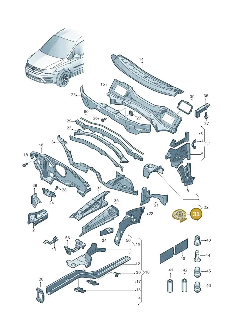 1K0809072 — Volkswagen Caddy kombi (2015-2020) diagram 866803000, position 31