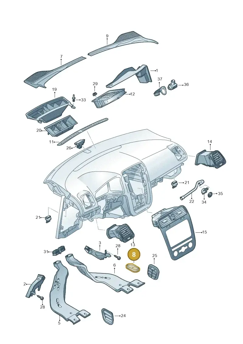 1K0819425 — Volkswagen Scirocco 2.0 (2014-2017) diagram 786819300, position 8