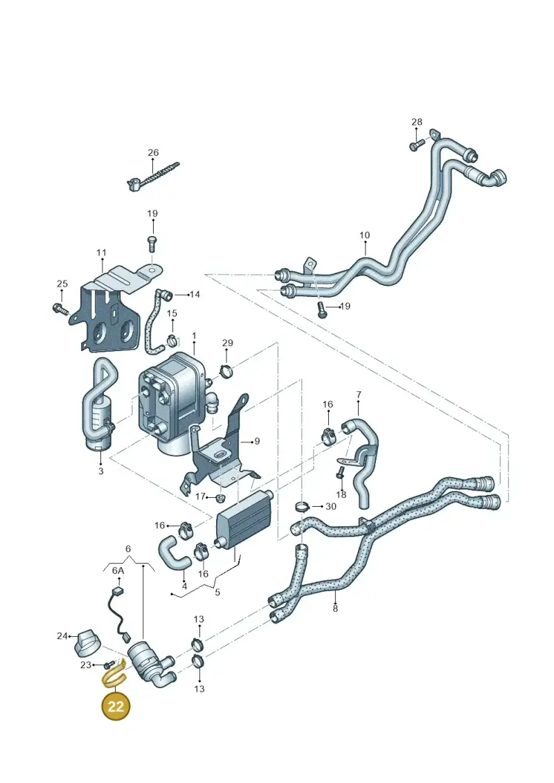 1K0819597A — Volkswagen Tiguan 4Motion (2011-2018) diagram 634819700, position 22
