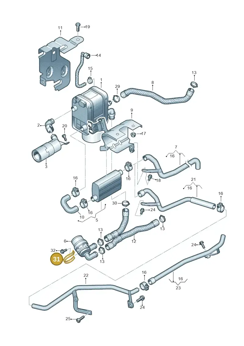 1K0819597A — Volkswagen Jetta (2014-2017) diagram 409819700, position 31