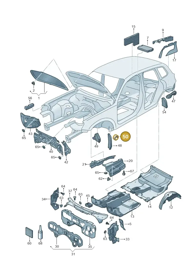 1K0864703A — Volkswagen Touareg (2012-2014) diagram 693863200, position 50