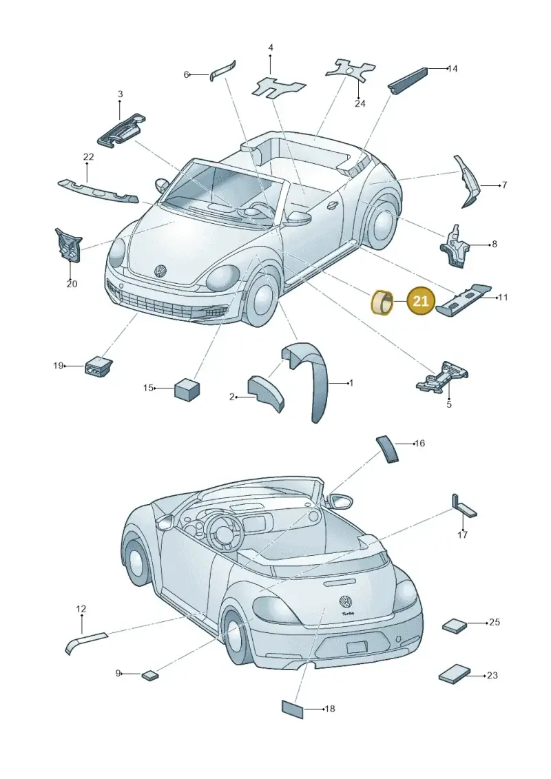 1K0864703A — Volkswagen New beetle cabriolet (2016-2019) diagram 716864000, position 21
