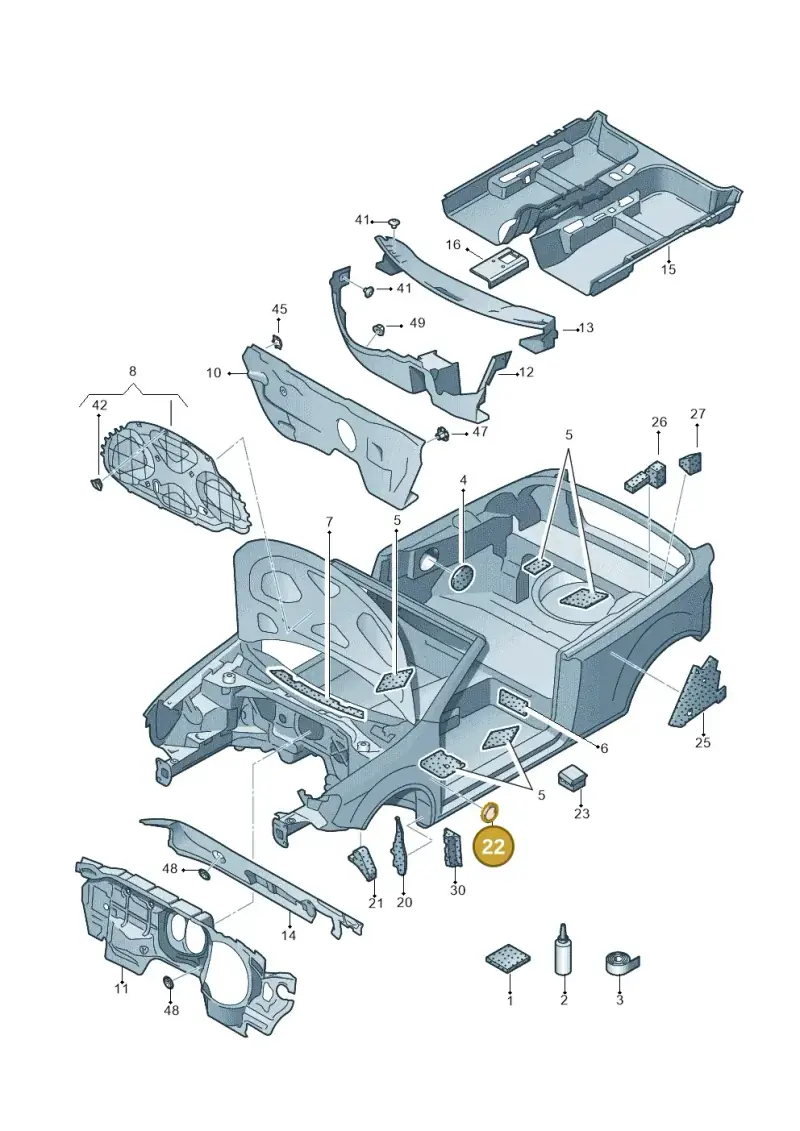 1K0864703A — Volkswagen Golf Cabriolet (2011-2016) diagram 718863200, position 22