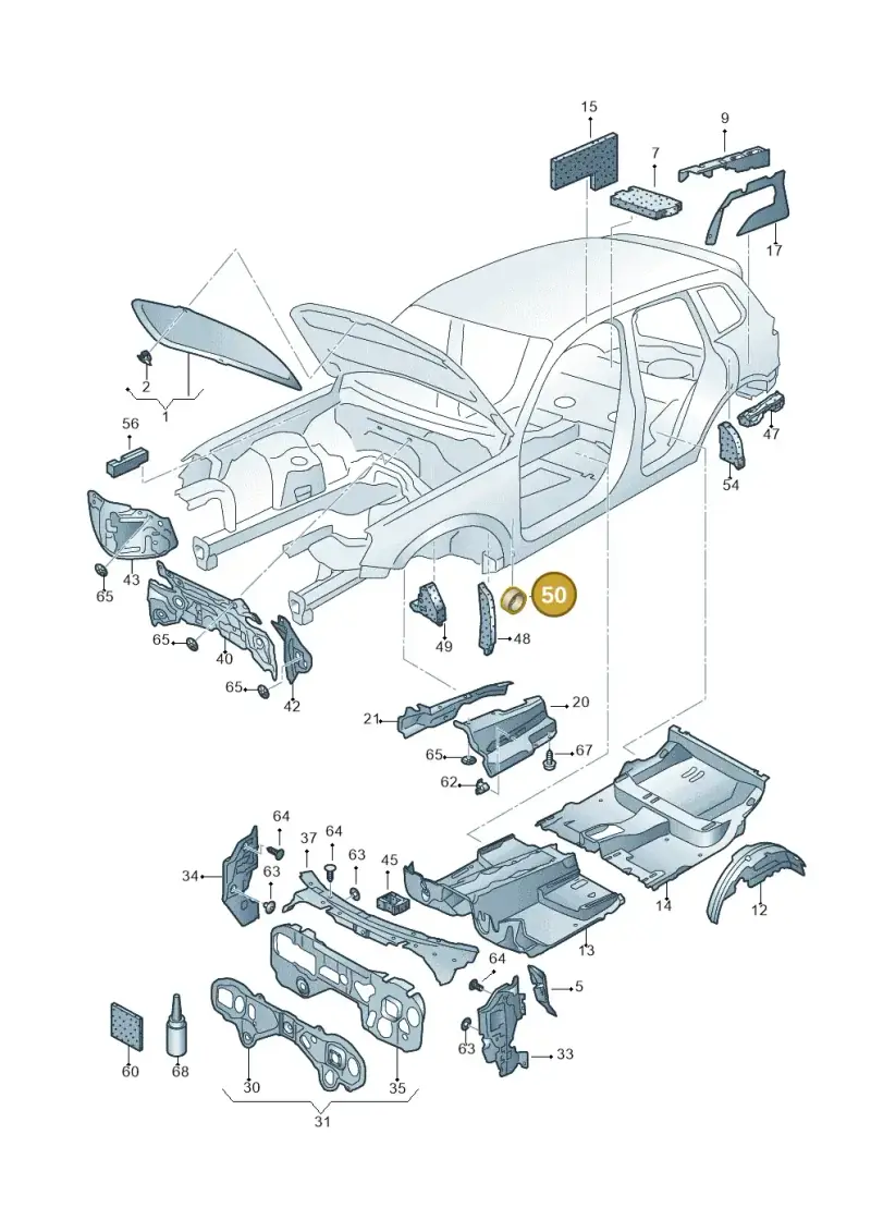 1K0864703A — Volkswagen Touareg BlueMotion (2014-2018) diagram 787863200, position 50