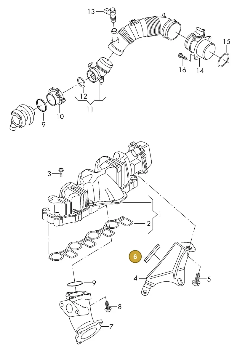 1K0881715 — Volkswagen DIES.-IND.-MOT.1,9>2,0 08> (2007-) diagram 425129250, position 6