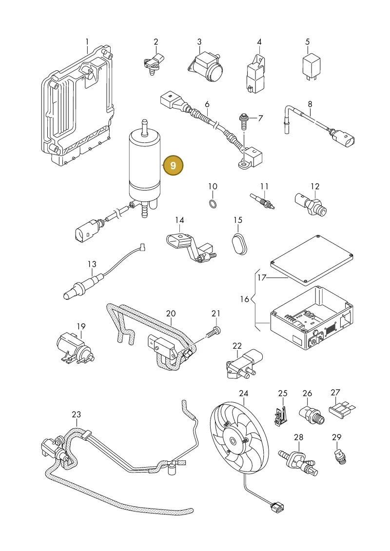 1K0906089A — Volkswagen DIES.-IND.-MOT.1,9>2,0 08> (2007-) diagram 425906050, position 9
