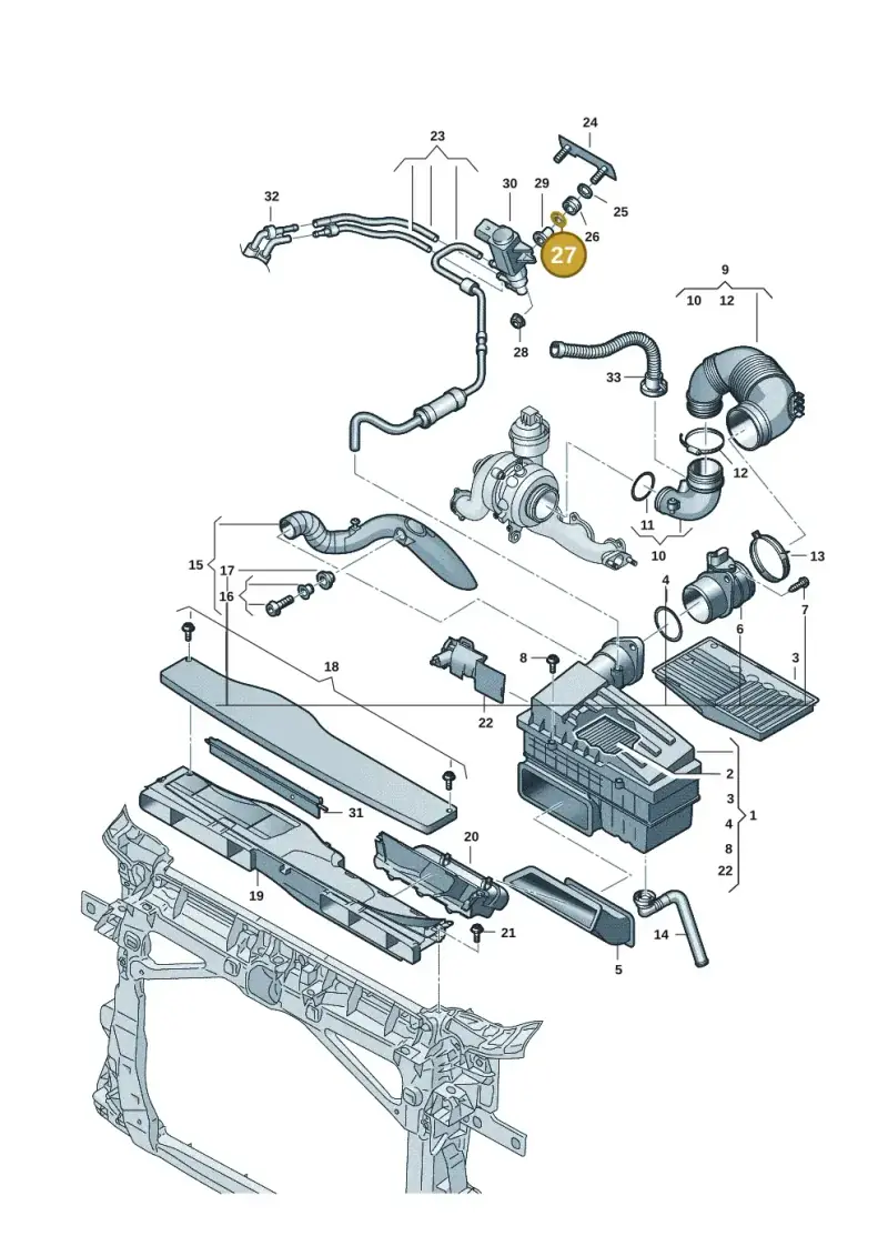 1K0906139 — Volkswagen Tiguan 2.0 (2023-) diagram 57x129300, position 27