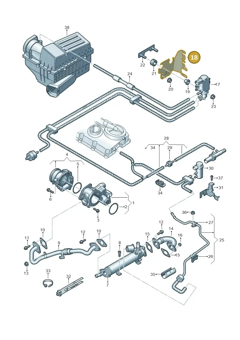 1K0906215S — Volkswagen Golf estate (2009-2013) diagram 634131400, position 18