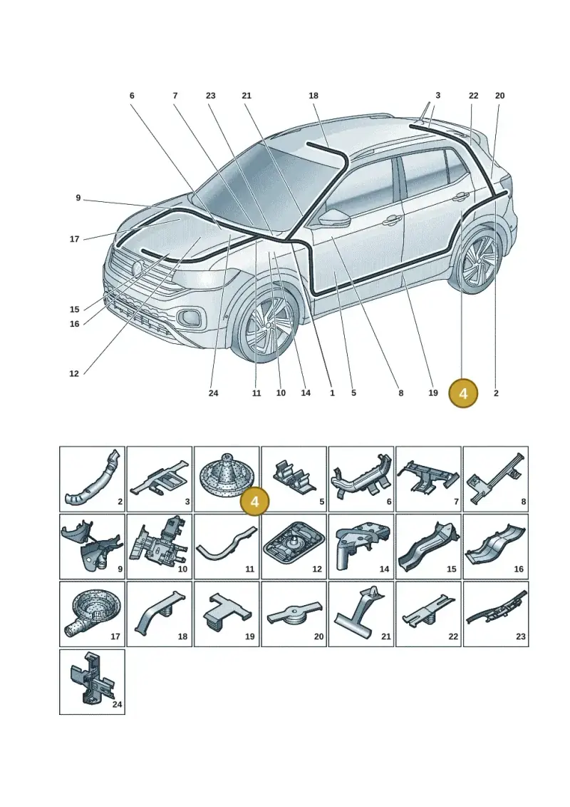 1K0941907 — Volkswagen T-Cross 1,0 (2018-2024) diagram 587971082, position 4