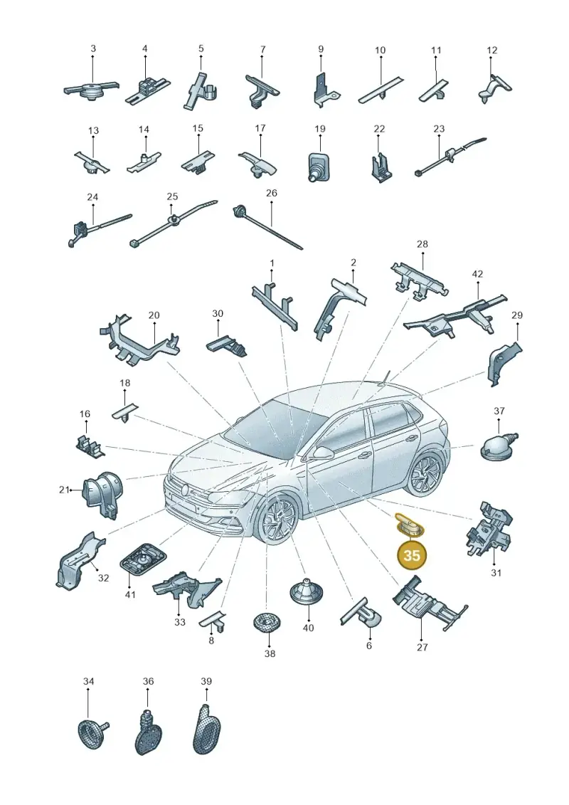 1K0941907 — Volkswagen Polo 1.0 BlueMotion (2017-2024) diagram 837971830, position 35