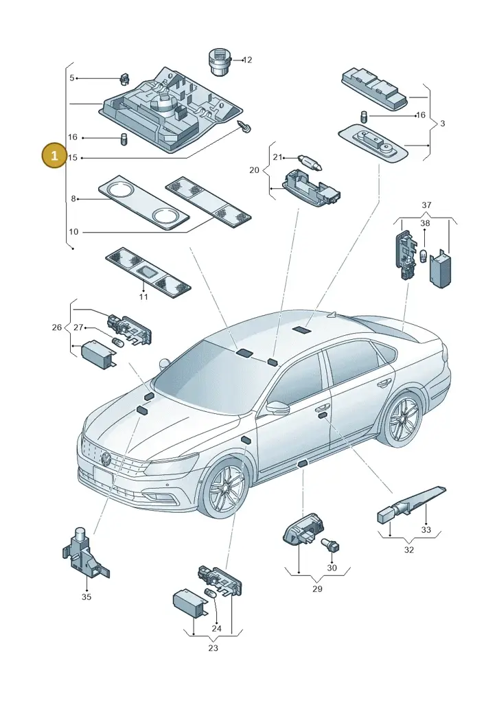 1K0947105BATLC — Volkswagen New Passat (2015-2022) diagram 868947000, position 1