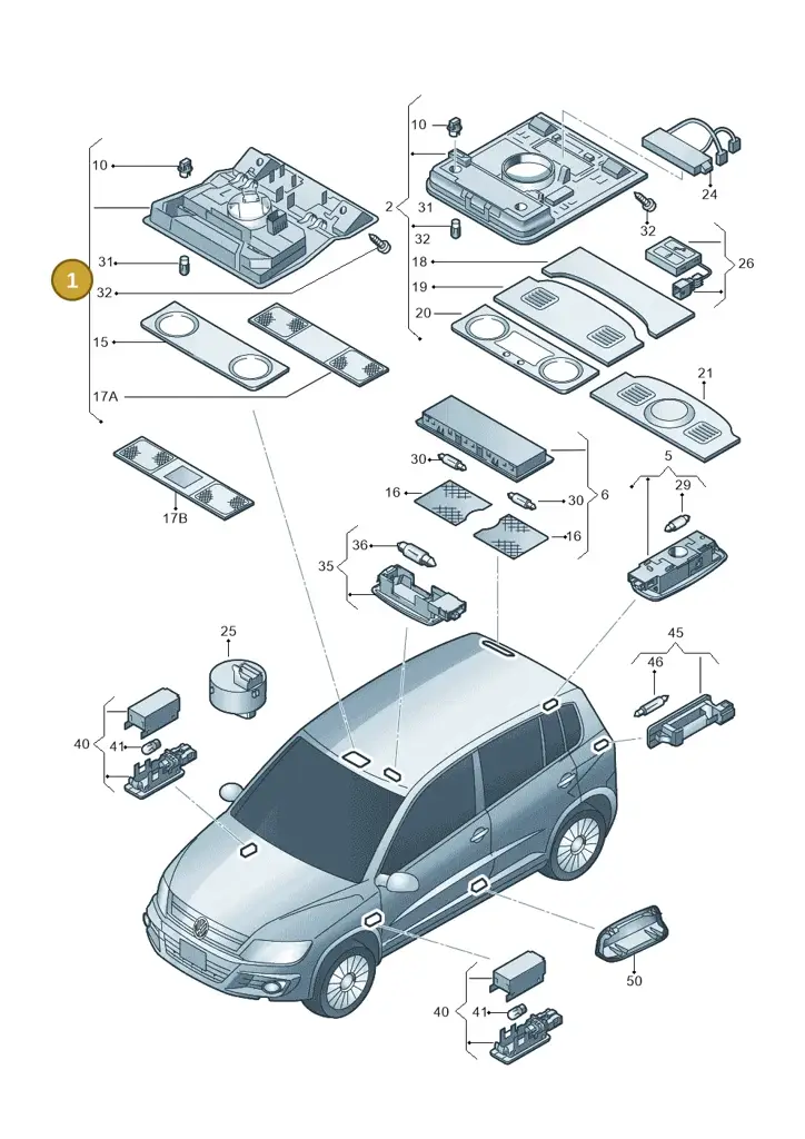 1K0947106NYML — Volkswagen Tiguan (2011-2018) diagram 719947000, position 1
