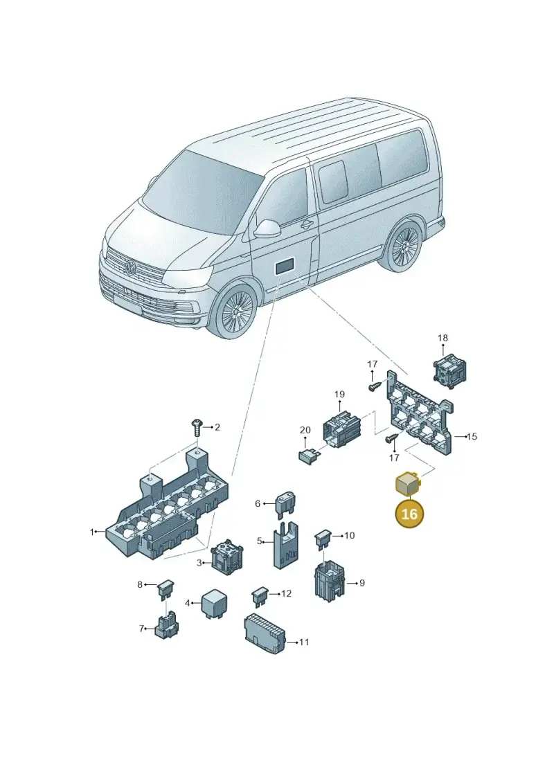 1K0951253 — Volkswagen Caravelle (2015-2019) diagram 861937050, position 16
