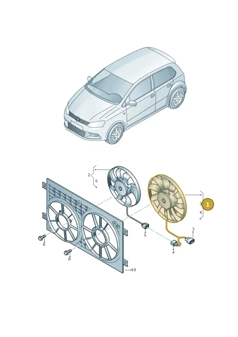 1K0959455FR — Volkswagen Polo 1.4 BlueMotion (2014-2017) diagram 773959540, position 1