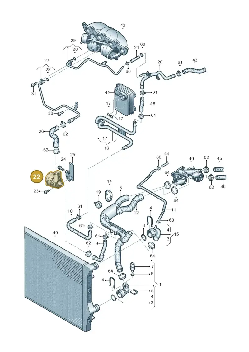1K0965561F — Volkswagen Beetle (2016-2019) diagram 625121150, position 22