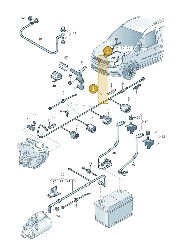 1K0971349GB — Volkswagen Caddy kombi (2015-2020) diagram 866971010, position 1