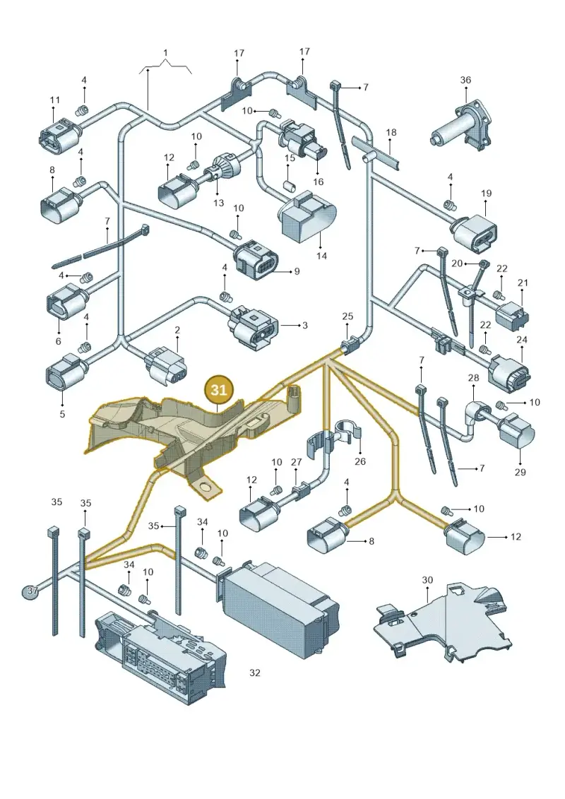 1K0971821R — Volkswagen Jetta (2010-2014) diagram 692971800, position 31