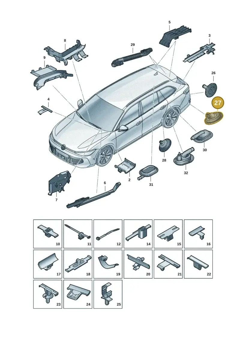 1K0971841 — Volkswagen Passat estate (2023-) diagram 3j0972001, position 27