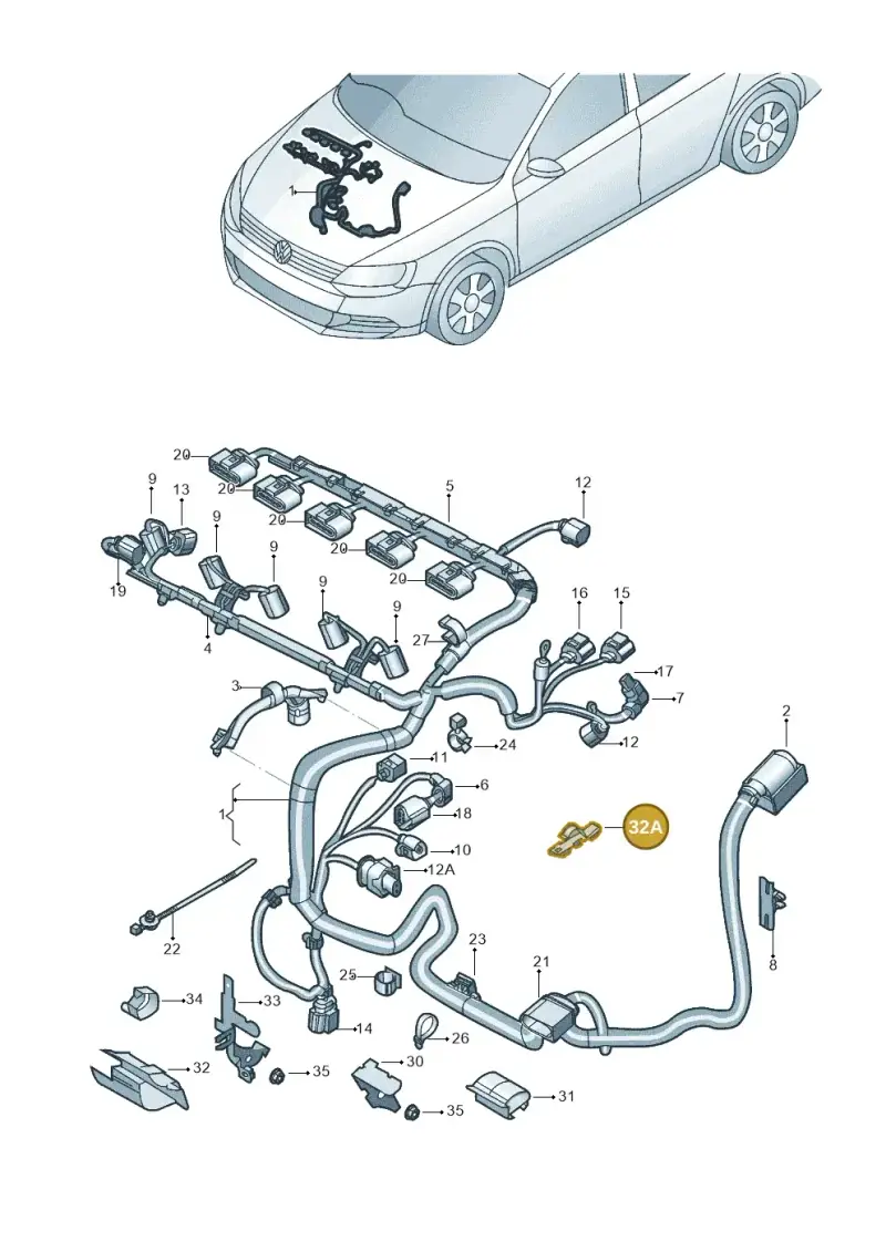1K0971842A — Volkswagen Jetta (2014-2017) diagram 789971005, position 32A