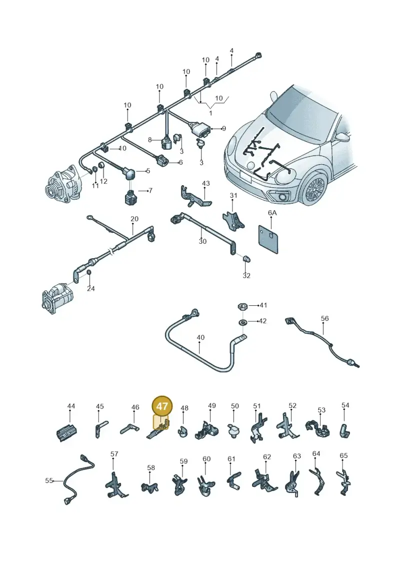 1K0971842A — Volkswagen Beetle (2016-2019) diagram 801971010, position 47