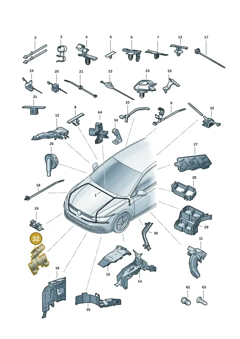 1K0971842C — Volkswagen Golf 2.0 BlueMotion (2019-2024) diagram 5h0971081, position 32