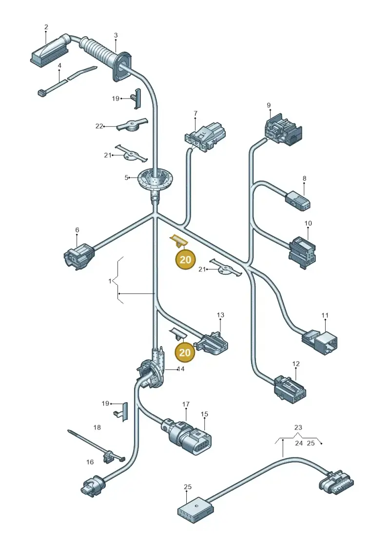 1K0971843B — Audi A3 Sportback (2019-2025) diagram 596972330, position 20