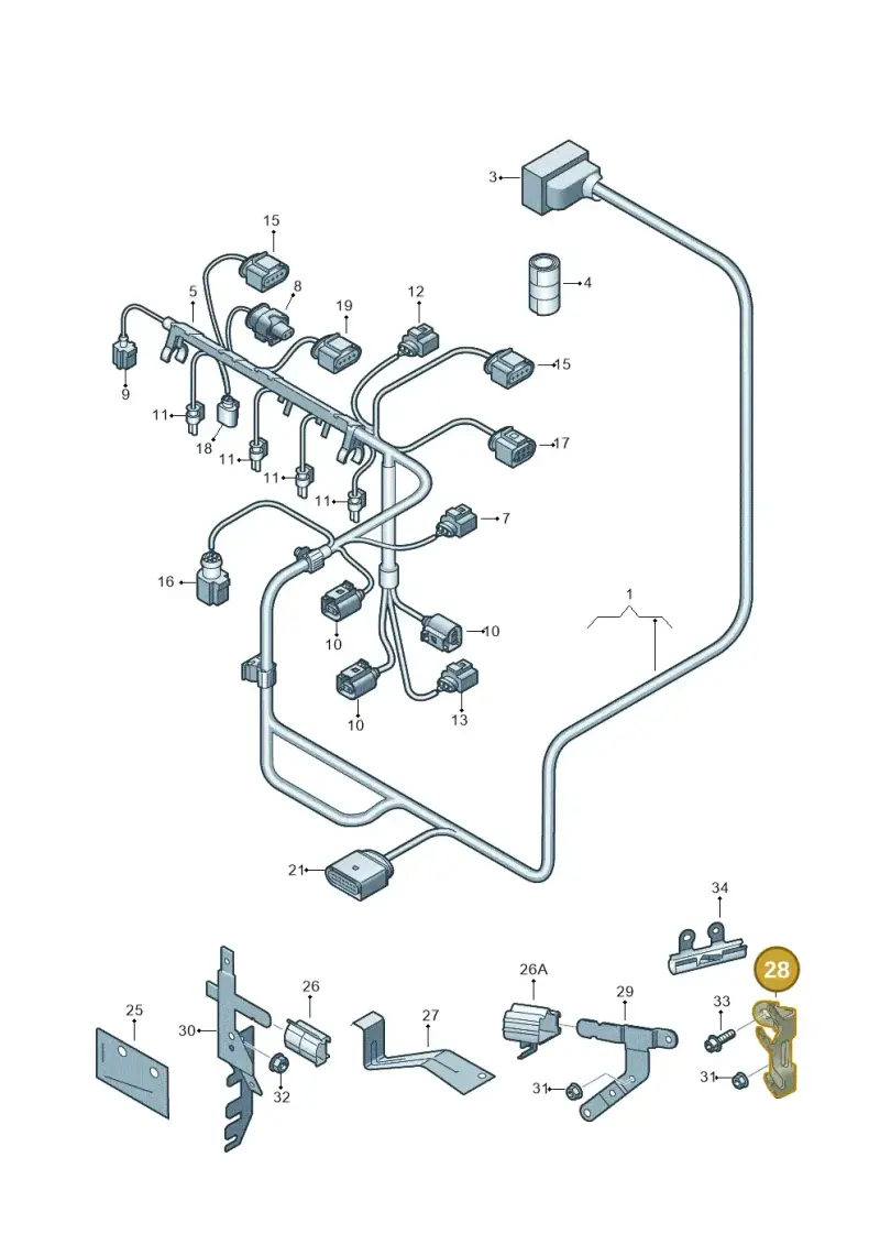 1K0971858AT — Skoda Yeti (2013-2017) diagram 649971170, position 28