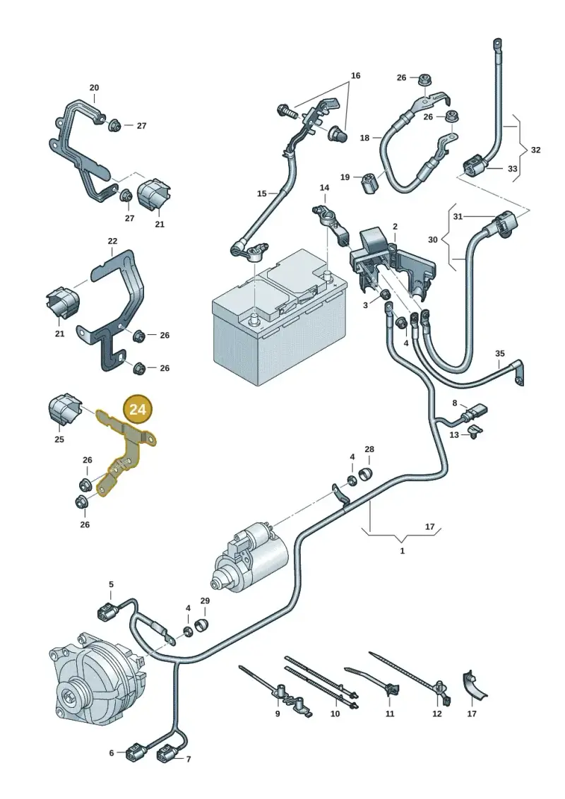 1K0971858BE — Volkswagen Golf 2.0 BlueMotion (2019-2024) diagram 5h0971002, position 24