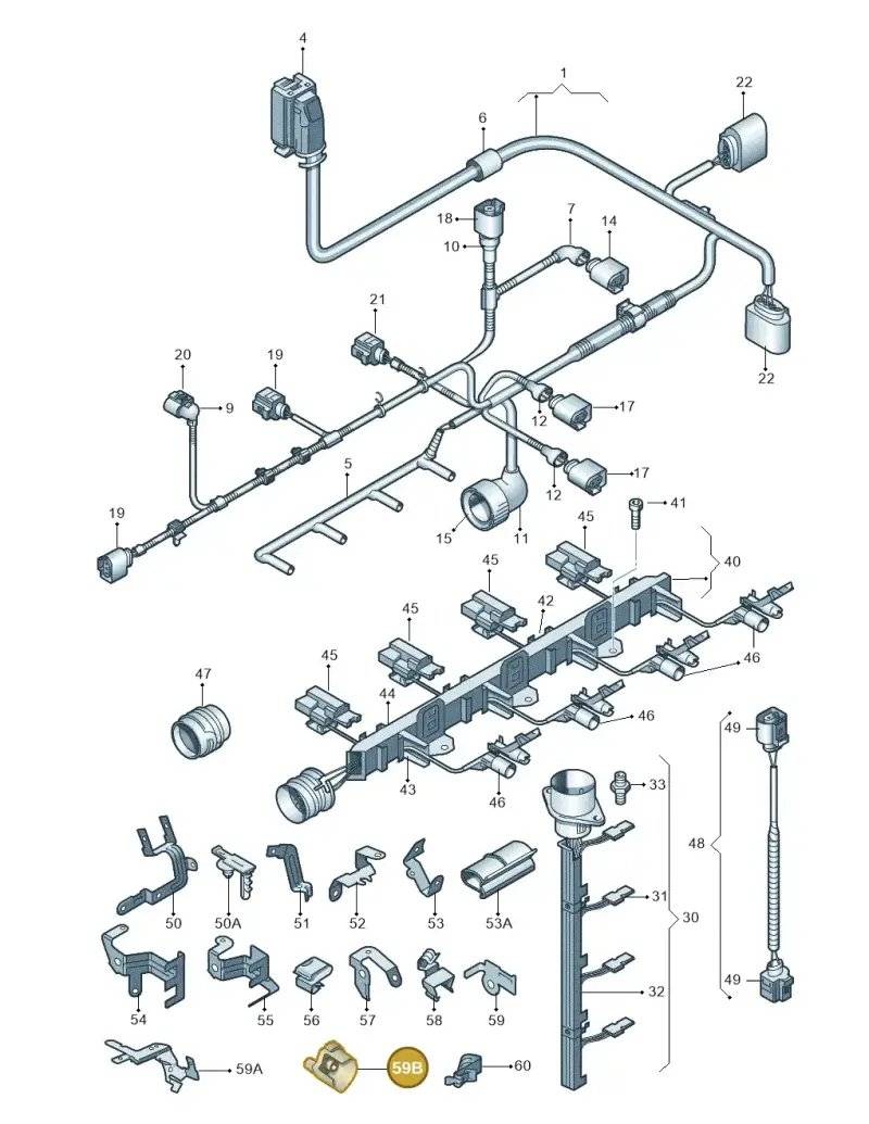 1K0971909B — Volkswagen Jetta Vagon            08> (2008-) diagram 409971090, position 59B