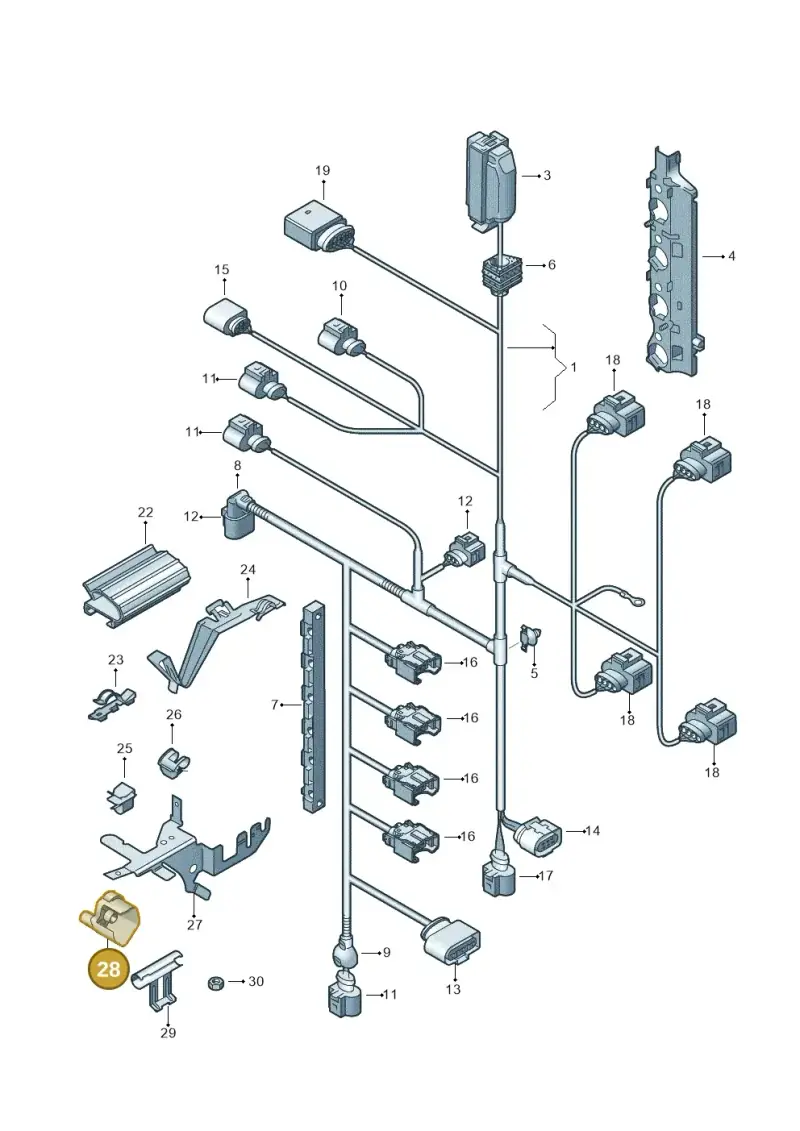 1K0971909B — Volkswagen Golf Plus (2011-2014) diagram 420971030, position 28
