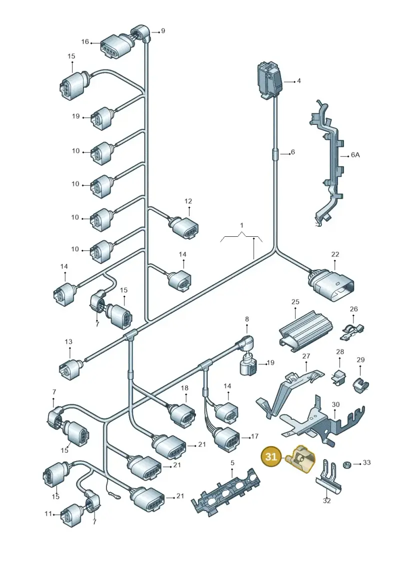 1K0971909B — Volkswagen Jetta variant (2009-2014) diagram 420971070, position 31