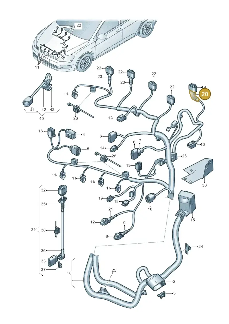 1K0971921B — Volkswagen Jetta 2.0 (2015-2015) diagram 746971140, position 20