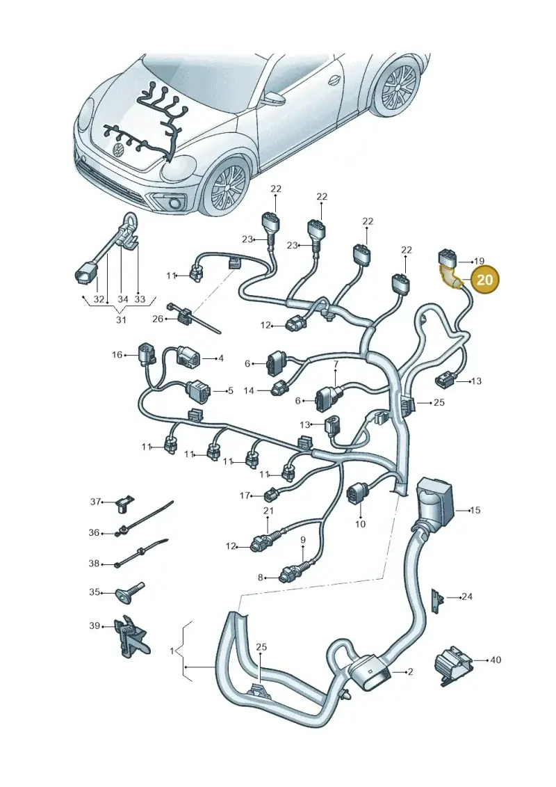 1K0971921B — Volkswagen Beetle (2016-2019) diagram 801971060, position 20+23