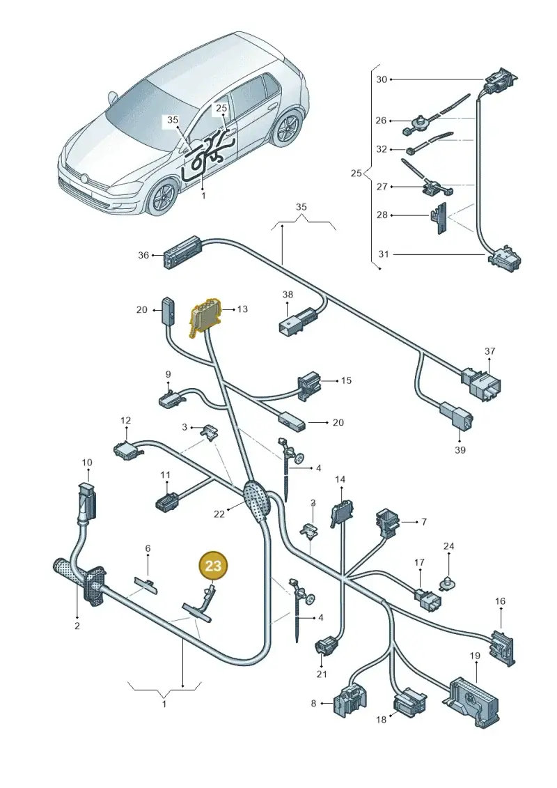 1K0971930C — Volkswagen Golf Sportsvan 1.6 (2014-2020) diagram 780972330, position 23