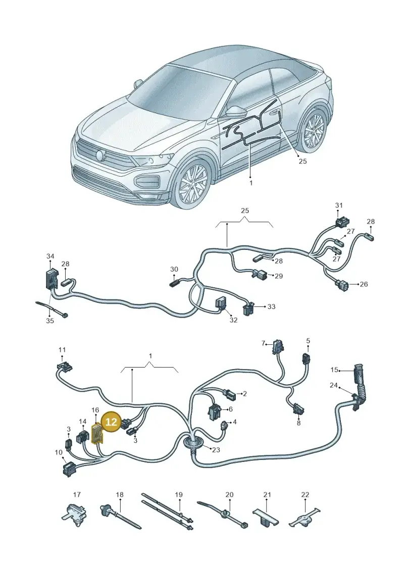 1K0971992A — Volkswagen T-Roc Cabriolet (2019-2025) diagram 2gk972033, position 12