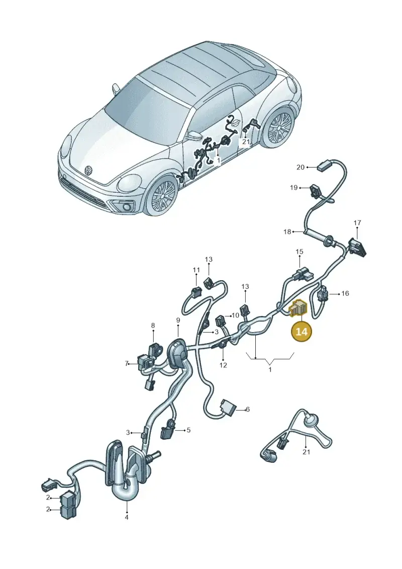 1K0971992A — Volkswagen Beetle Cabriolet (2016-2019) diagram 802972350, position 14