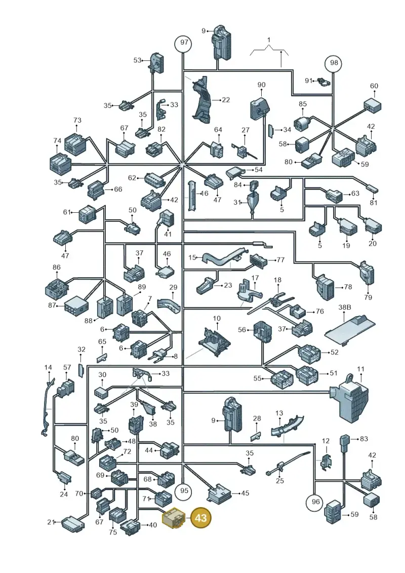 1K0972641 — Volkswagen Jetta variant (2009-2014) diagram 420971820, position 43