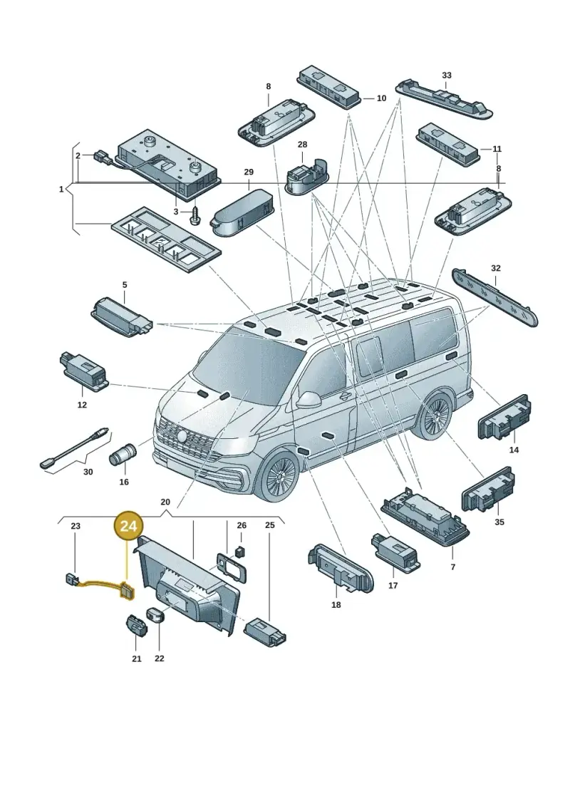 1K0972703 — Volkswagen Caravelle (2019-2024) diagram 7ep947000, position 24