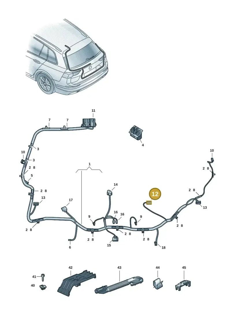1K0972752 — Volkswagen Golf (2019-2025) diagram 5h0972092, position 12