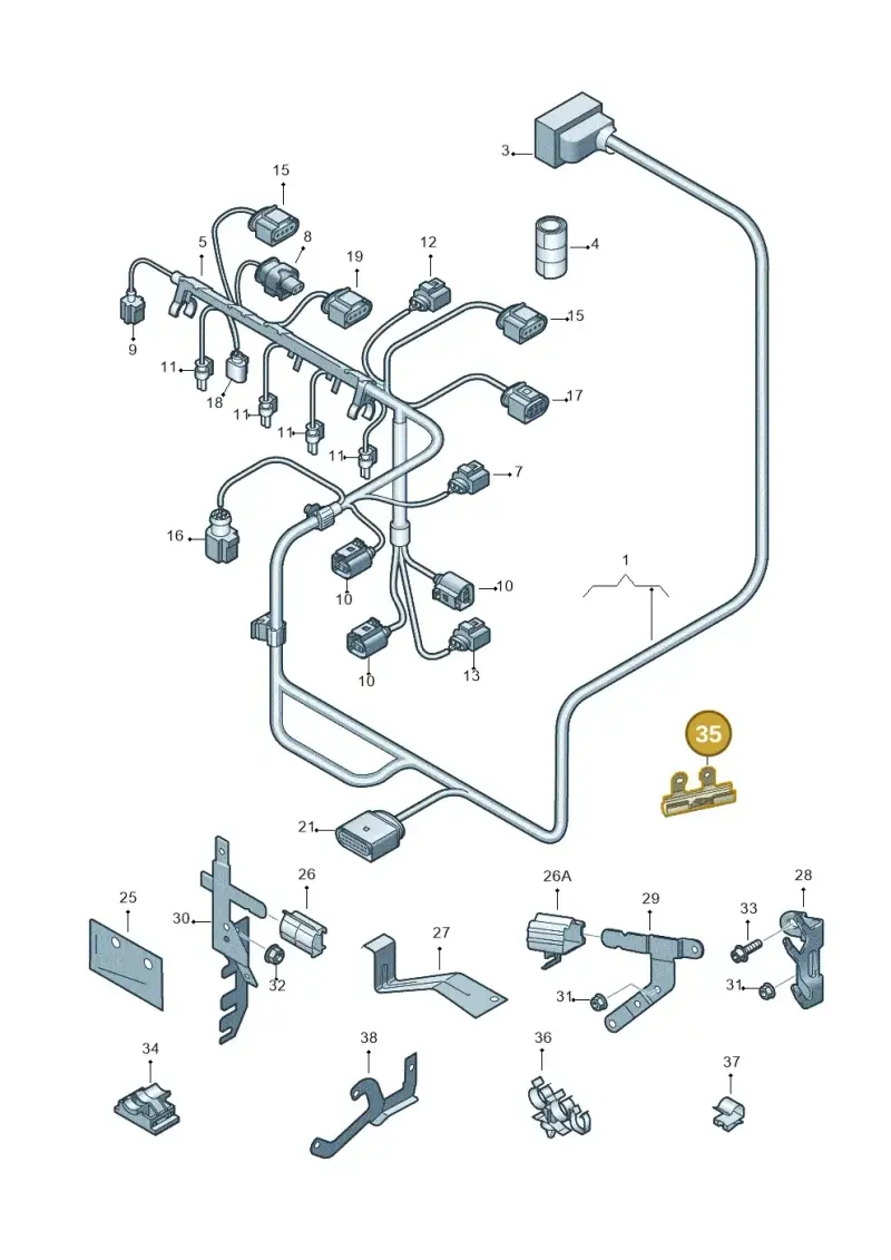 1K0972825M — Audi A3 Sportback (2008-2013) diagram 646971020, position 35