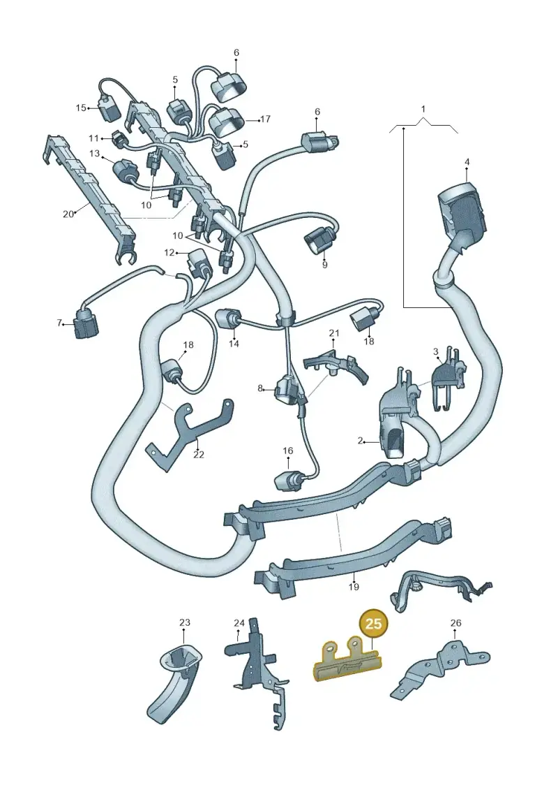 1K0972825M — Audi A1 Sportback (2010-2015) diagram 708971050, position 25
