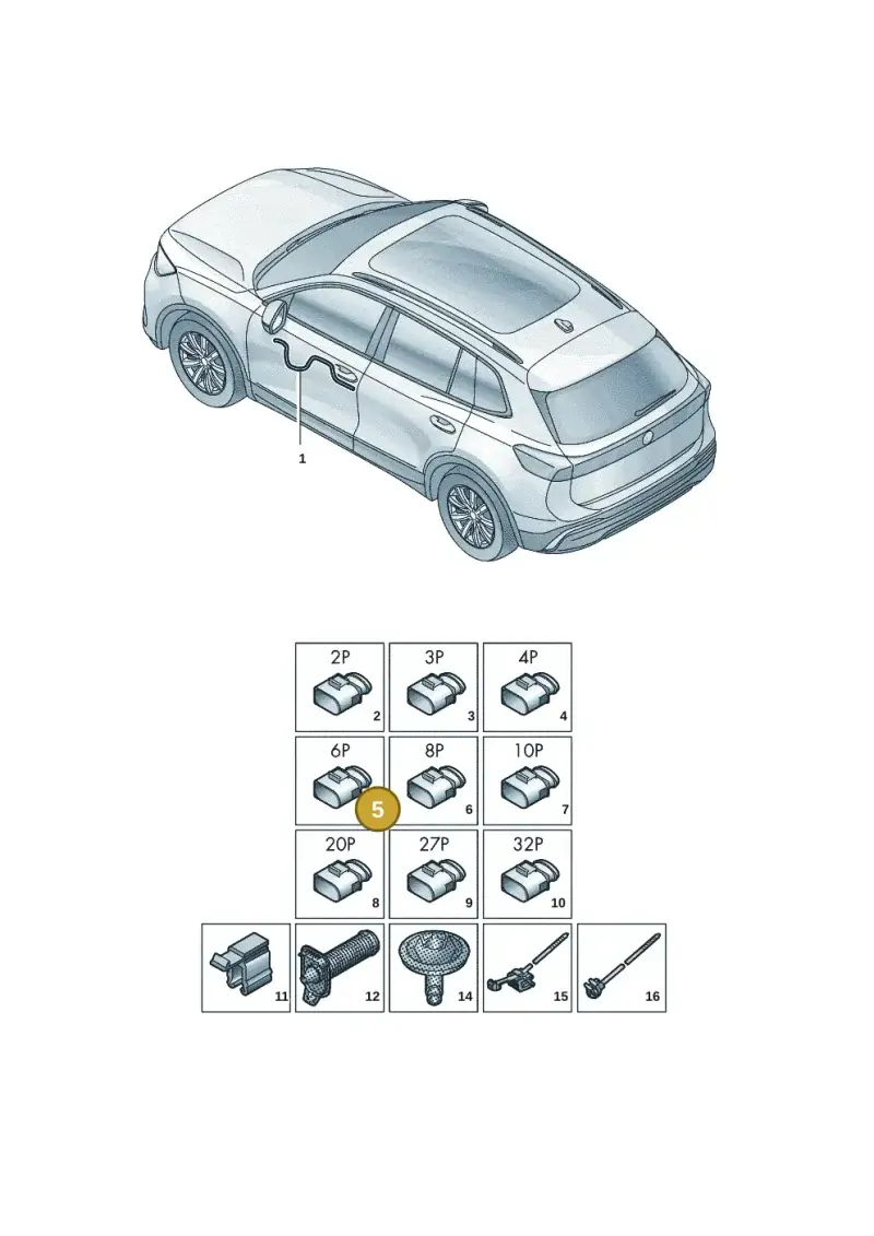 1K0972923 — Volkswagen Tiguan 2.0 (2023-) diagram 57x972300, position 5