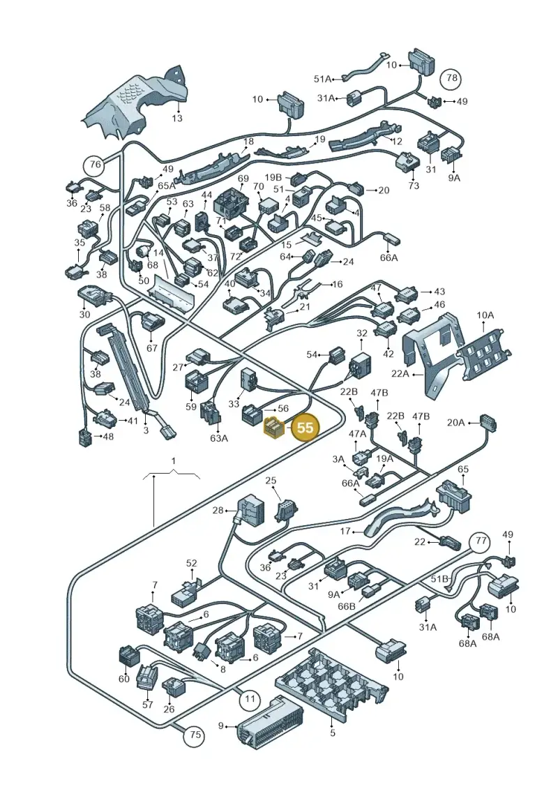 1K0972925 — Volkswagen Touran 2.0 (2010-2015) diagram 409971820, position 55